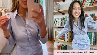 J.ING Summer Dress Try On Haul with @aylaelizabeth | Alyssa Powder Blue Collared Shirt Dress