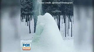 Fountain Turns Into Ice Volcano In Western New York