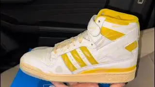 Adidas Forum 84 High AEC White Hazy Yellow Worn Vintage shoes