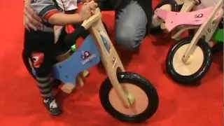 Kinderfeets Sustainable  Wood balance bikes @Toy Fair 2013
