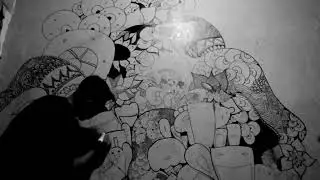 Menggambar doodle di tembok