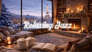 Snowy Winter Night ❄️🔥 Relaxing Jazz | Cozy Fireplace Ambience