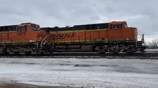 BNSF #5772 lead this empty Becker MN coal passing the new crew of the Manifest. Staples Sub