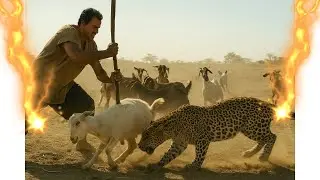 Prehistoric farmer fights leopard to protect his goats #RoboticPets  #viralvideo #aianimals  🚀🐾