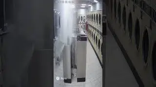 Washing machine violently explodes during spin cycle flooding laundromat! 🌊😱 #LaundryFail
