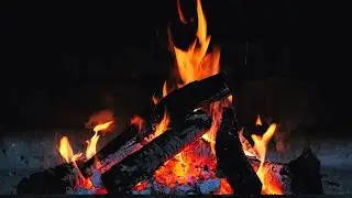 Crackling Fire at Night 4k - 10h Burning Fireplace Sounds