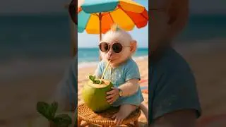 Baby Monkey Drinking Green Coconut Water 🥥🐵 | Cutest Funny Shorts