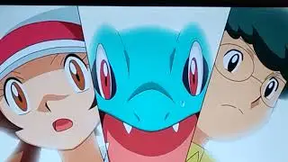 Chikorita's Solarbeam Misses and Monferno Hits Totodile with Dig