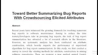 Toward Better Summarizing Bug Reports With Crowdsourcing Elicited Attributes