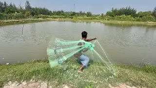 Amazing Best Net Fishing Video | Traditional Catching With Net in The Beautiful River 