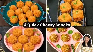 4 Easy Cheesy Snacks Recipes | पार्टी स्नैक्स रेसिपीज | Snacks Recipes Part-11 | MintsRecipes