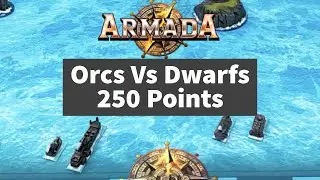 Отчет о сражении в игре Kings of War Armada. 250 очков. Орки против гномов (с кораблем Дредноут X...