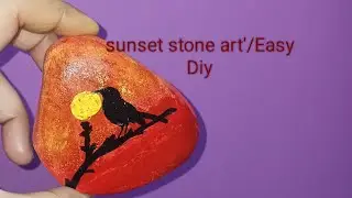 Beautiful Sunset Stone Painting | Bird Silhouette Art | Easy Rock Painting Idea