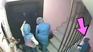 كاميرا المراقبة ترصد 3 بنات يقمن بشيء غريب داخل أحد العمارات 😱