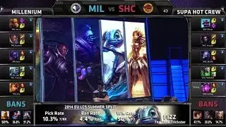 Millenium vs SUPA HOT CREW | S4 EU LCS Summer 2014 SuperWeek 7 Day 3 | MIL vs SHC W7D3 G2