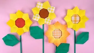 折り紙 ひまわりの簡単な折り方 Origami Sunflower tutorial（NiceNo1）