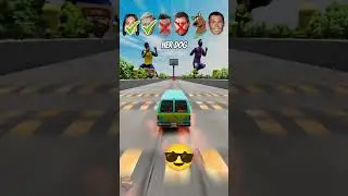 🚗 Help Ronaldo Car Jump Challenge With Messi, Yamal, ScoobyDoo And Friend ⚽ 🤣#shorts #beamngdrive