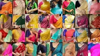 Saree Blouse Color Comanche Ideas 2024 | Latest Saree With Contrast Blouse| Saree Blouse Combination