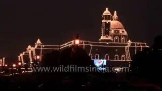 South and North block - Indian Prime Minister's Office and Secretariat, all lit up