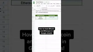 How to track Bitcoin and Ethereum in Google Sheets!