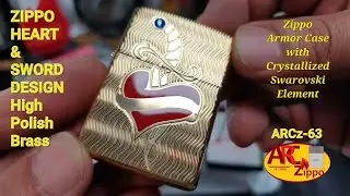 Zippo HEART & SWORD DESIGN (49303) | Zippo Armor Case Crystallized Swarovski Element | ARCz-63