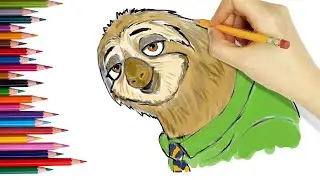 How to draw Flash Slothmore from Zootopia | Easy drawing tutorials | Bolalar uchun rasim chizish