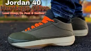 Jordan 40 Heritage Olive &mdash; замена шнурков, на ногах и обзор