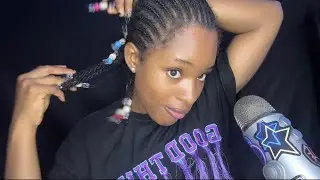 ASMR Gum Chewing while Loosing my Hair (whispering, cracking gum)
