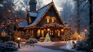 Cozy Christmas House in Winter Ambience ❄️ Blizzard Sounds, Howling Wind for Sleep, Relax