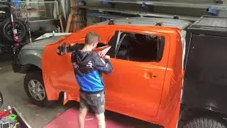 Ford Ranger Colour change vinyl wrap from SILVER to ORANGE