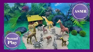 ASMR Giraffe and Zebras Sound Play Mini Diorama #asmr #Sounds #safari