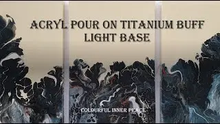 #32 Triptych: pour on Titanium buff light base on reused canvases - ROCKS