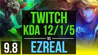 Climb the ladder as TWITCH & Alistar vs EZREAL & Galio (ADC) | KDA 12/1/5 | Korea Diamond | v9.8