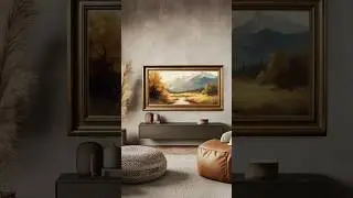Frame TV Art | Vintage Oil Painting Mountains and Trees | Landscape | Frame Art |  TV Art | No Sound