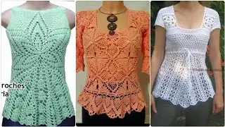 Very attractive stylish crochet work handknitted fancy blouse top pattern designs for women 2023