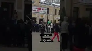 Moscow, Shabolovskaya. People stand in huge queues at ATMs