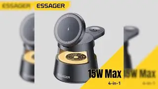ESSAGER Wireless Charger Station 4in1 Stand Desktop iPhone Apple 15W - OJD-132 - Black - 0ASC0MBK