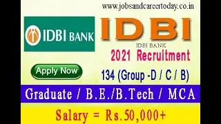 IDBI BANK SO RECRUITMENT 2021 | 134 SPECIALIST OFFICERS VACANCIES | APPLY ONLINE