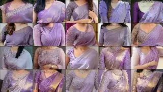 😍💯 Beautiful Lavender Colour Blouse Designs|Light Lavender Colour Blouse Front Neck Designs💜|