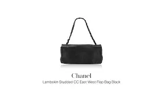 Titip Jual Tas Branded Second? Chanel Lambskin Studded CC East West Flap Bag Black