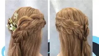 Kapsel met los haar en vlechten, hairstyle with braids and loose hair