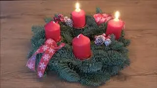 2. Advent Kerze Adventskranz 2 Stunden als Hintergrund Handy TV Laptop Tablet