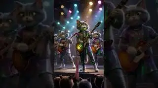Rocking Cats Playing Guitar Live|#CatBand #RockVibes #ViralReels