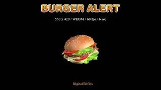 Burger Stream Alert, Animated Twitch Overlay, Fun Cute Alert, Hamburger, Fast Food, 3D Animation