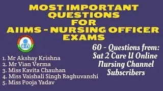 60 Most Important Questions for AIIMS Nursing Officer Exam   2018