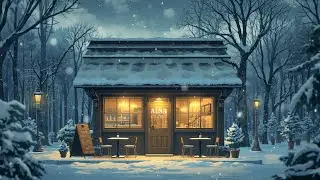 🎄🎅Soft Christmas Jazz Music with Snowfall Outside the Window at Cozy Christmas Coffee Shop Ambience