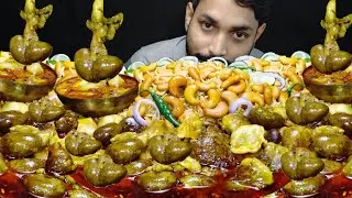 All Mutton Meat - Testicles, Heart, Liver, Kidney, Mutton Curry & Huge Kaju Rice Eating