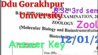##Ddu B.Sc 2nd Year 3rd Semester ##Zoology Paper Answer Key ##2024