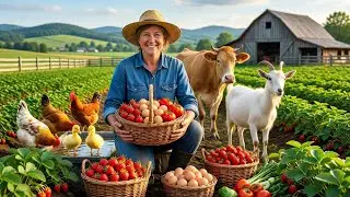 Peaceful Countryside Farm Life &ndash; Strawberry Harvest, Egg Collecting & Livestock Care