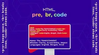 HTML, pre, br, and code-English, #10 | #theTRANSCENDENT #tTʇ